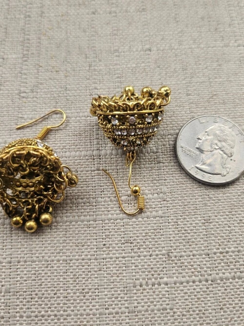 Women Earrings Gold Tone Fashion Jewelry Chandelier Jhumka Earrrings New defect - Picture 12 of 12